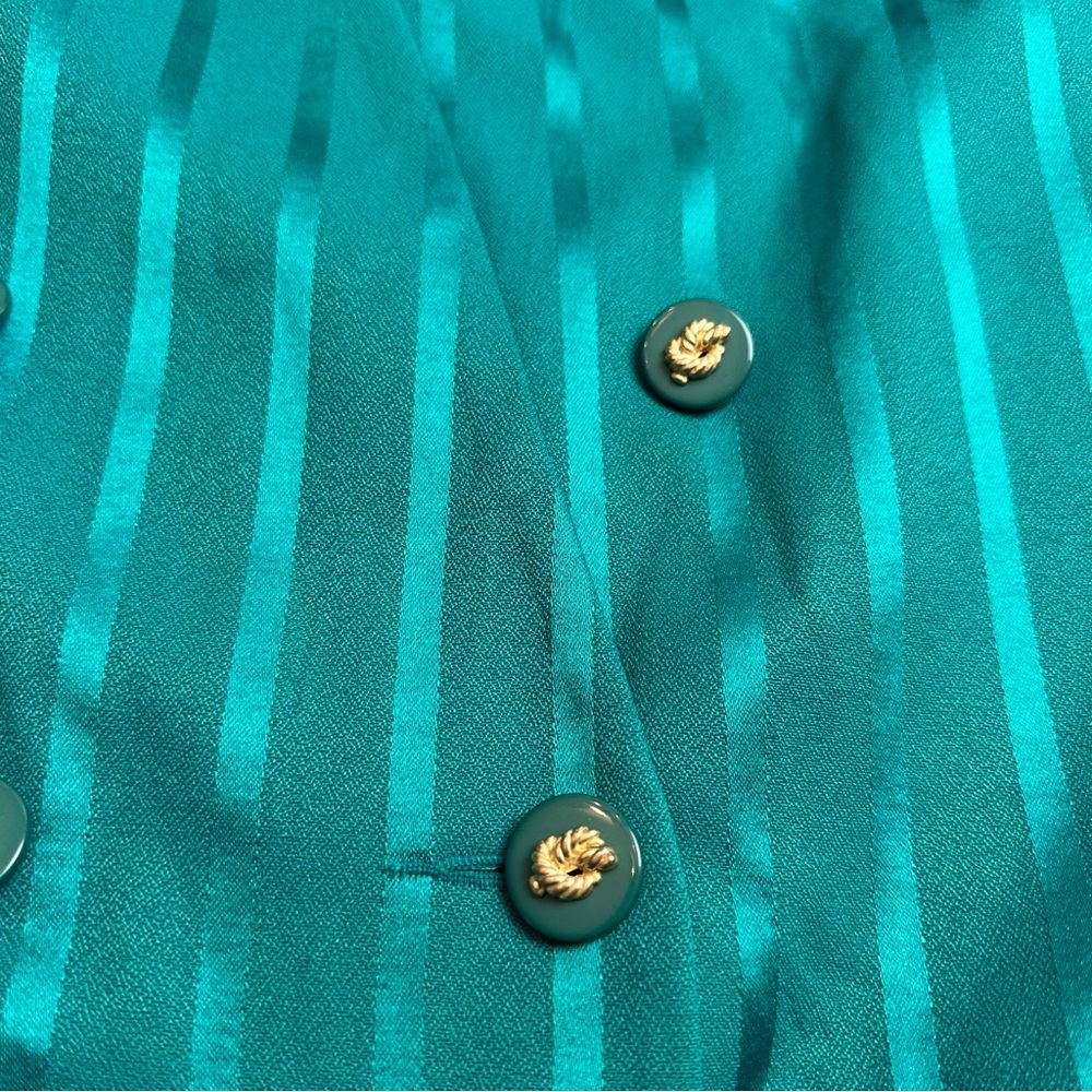 Vintage Nautica Teal Stripe Blazer |80s Power Jacket Double Breasted Gold Button - Picture 5 of 6